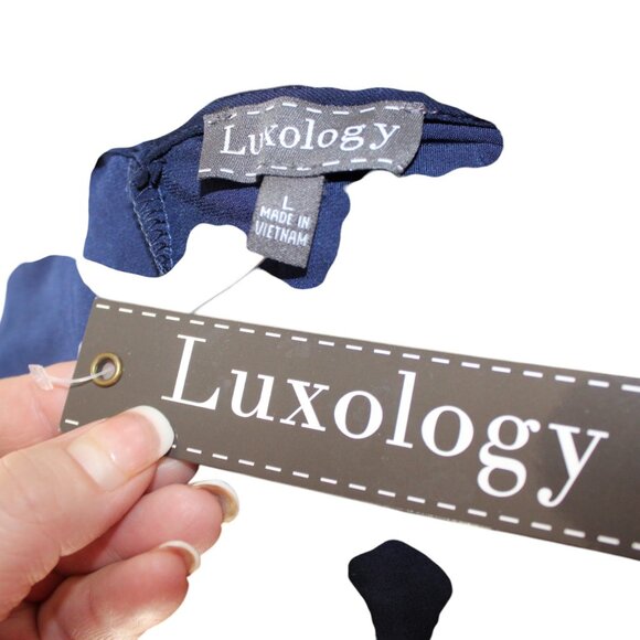 SALE LUXOLOGY Blue Pantsuit Jumper Romper 1 Piece Size L NWT's COMFY CLASSY CUTE - Picture 10 of 16